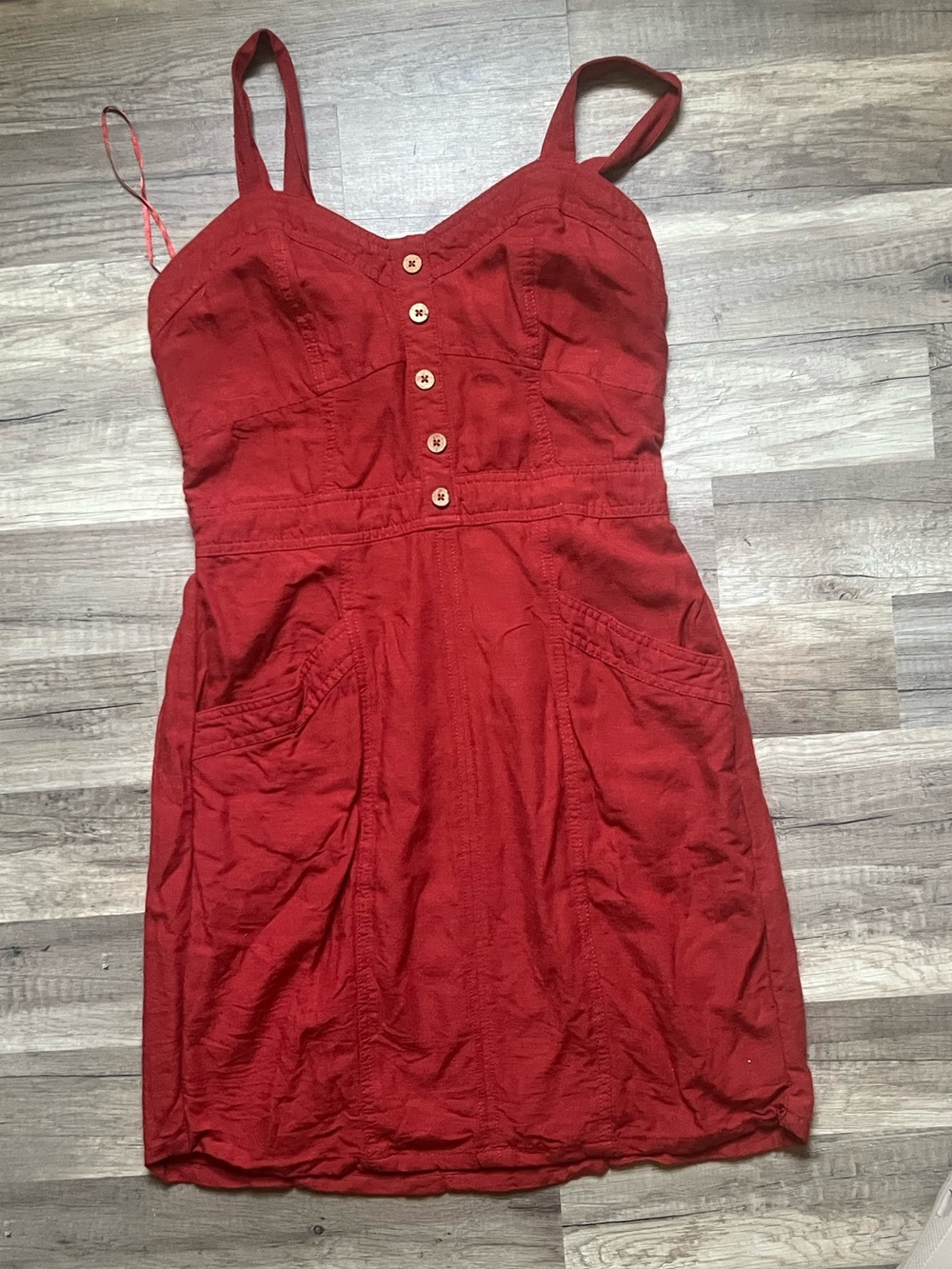 Japna Red Button-Front Mini Dress